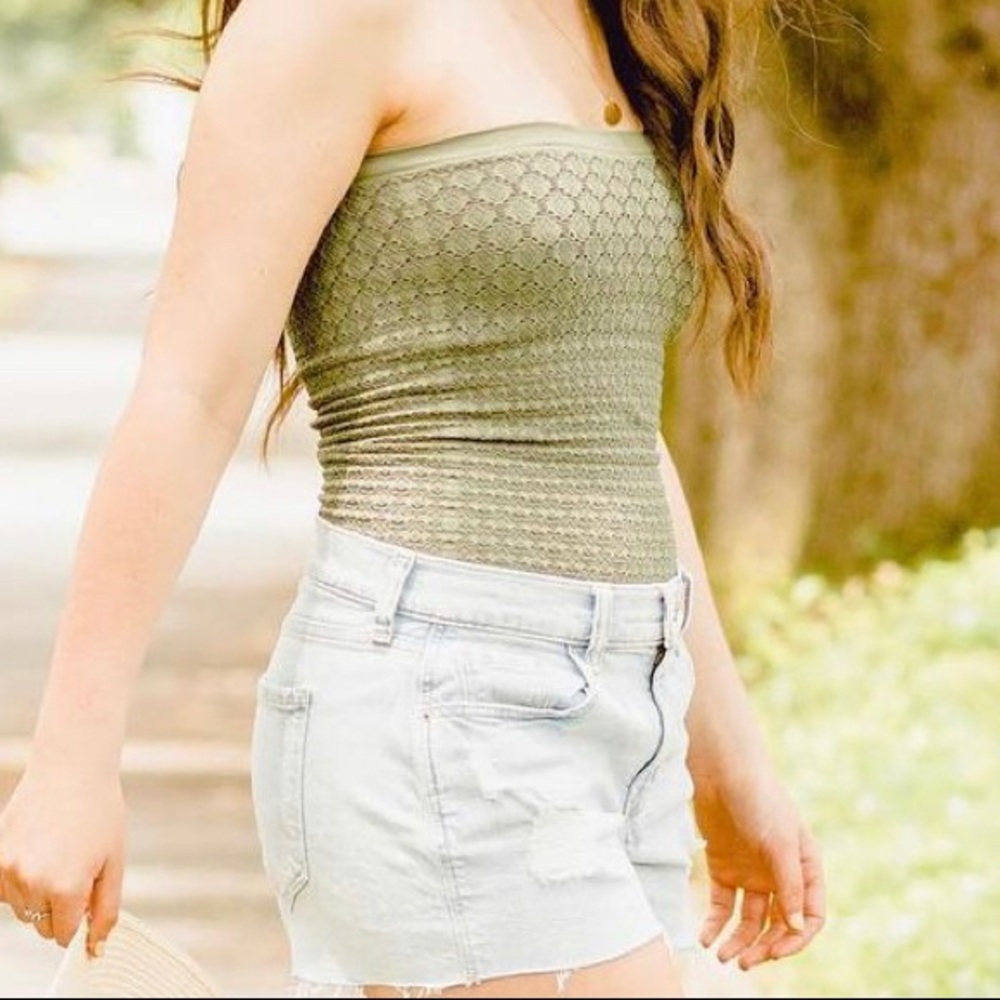 Green Textured Tube Top